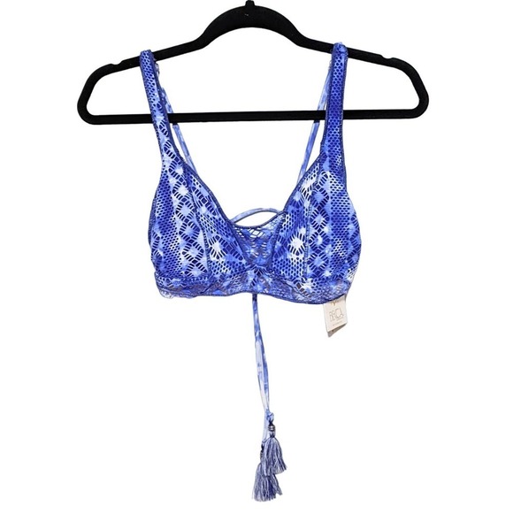 Becca by Rebecca Virtue Womens Up In The Clouds Bikini Top Size L Blue NWT - Picture 3 of 6